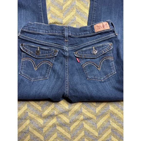 Levi's 515 Bootcut Jeans Size 27x28.5 Mid Rise Dark Wash Flap Pocket Stretch - Picture 2 of 10